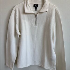 H&M Men’s White Half-Zip Ribbed Pullover Sweater. Size M